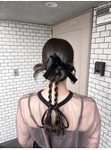 タイトカチモリ　リボンヘア　ベロアリボン