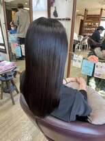 美容室 メザミー MESAMIES 黒髪暗髪ナチュラルストレートロング髪質改善ツヤ髪美髪耳掛け