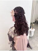 袴ヘア×ハーフアップ