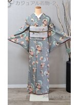 きものサロン すずめ屋&nbsp;レンタル番号　カジュアル着物-2　水色雪輪