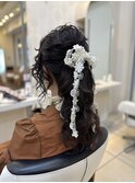 20代30代ふわふわアップパーティーヘアセットリボン