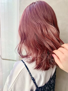 スー 渋谷(suu) ハイトーンカシスボルドーピンクケアブリーチダブルカラー