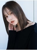 薄めバング姫カットフェイスレイヤー鎖骨ミディアムボブ大人女子