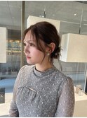 リボンアレンジ/ヘアアレンジ/ヘアセット/リボン/おくれ毛