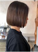 ボブ ミルクティーベージュ 艶髪 髪質改善カラー ショート