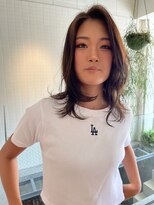 メグリ(meguri)&nbsp;セミロングレイヤー　顔周りレイヤー　アッシュブラウン