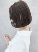 切りっぱなしボブ_毛先パーマことりベージュウォーターフォール