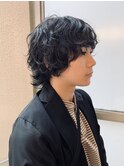 ◇マッシュウルフ ウルフパーマ メンズウルフ くせ毛風パーマ