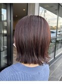 #外ハネミニボブ　#ボルドーカラー