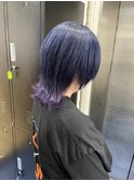 #ミディアムウルフ×青×紫/ツートンカラー