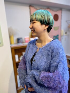 アンドチル 渋谷(AND CHILL) ミントグリーン/マッシュショート/アンブレラカラー　渋谷