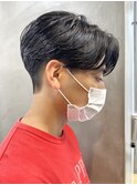 メンズカットセンターパートマッシュ刈り上げパーマビジネス調布