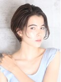 40代50代小顔黒髪面長ネビージュボブルフワンレンショート