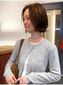 20代30代 センターパート ミニボブ マロンベージュカラー