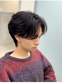 フェザーパーマ センターパート ニュアンスパーマ 黒髪