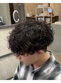 大分シャドウパーマ無造作マッシュ刈り上げレイヤーショート