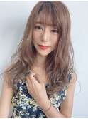 小顔無造作カール×ミルクティーベージュ