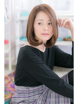 ミック ヘアアンドメイク アップ 駒込店(miq Hair&Make up) アシンメトリーかきあげバング小顔内巻きワンカールストレートb1