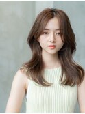 くびれヘア/ヌーディーカラー/韓国風/シースルーバング/小顔ヘア