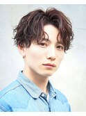 ツーブロック波巻き束感センターパート