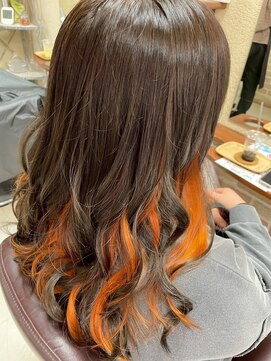 セットアップ 倉敷美和店(SET-UP) インナーカラー/ビビットオレンジ/ヨシンモリ/韓国風巻き/モテ髪