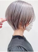 Say.ショートボブホワイトグレージュミニウルフ細めハイライト