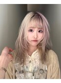 前髪/アンブレラカラー/こなれミディ/イメチェン/ウェーブパーマ