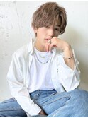 メンズ海外風センターパートニュアンスパーマハイトーン/本厚木