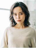 シアーカラー 姫カット  前髪 ゆるウェーブミディ 北千住
