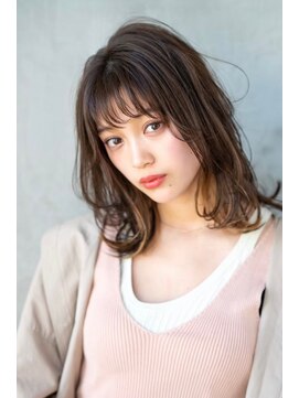 ケアリー 流山おおたかの森(Carelly) 大人かわいい前髪セシルカットココアブラウンフリンジウェーブ