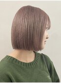 ナチュラルボブミニボブミルクティーベージュ切りっぱなしボブ