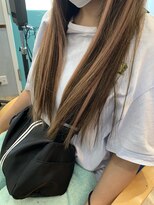 美容室 ダン エクセルシア(Dan)&nbsp;プレミア編み込みピンクベージュメッシュ入りロング★