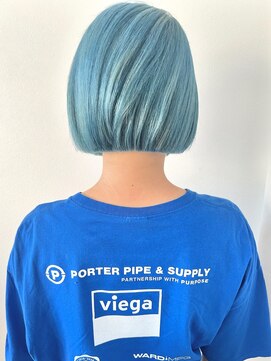 コト 福井大和田店(coto) 福井　大和田　ハイトーンボブ　ペールブル　水色カラー　20代