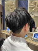 爽やかマットショート☆ビジネス刈り上げツーブロックブラック