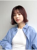 大人ミニボブ前髪あり切りっぱなしボブ外ハネ丸顔面長K20250616