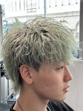 オーシャントーキョー 神戸(OCEAN TOKYO KOBE) ペールグリーン縦落ち無造作マッシュウルフ