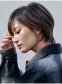 表参道酸性ストレートショートボブレイヤーアッシュベージュ40代