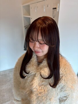エッジ(EDGE) 艶ブラウン×シースルーバングの大人ロング