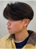 メンズセンターパートウルフセンターパートニュアンスパーマ襟足