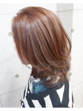 ヘアテリア リュウ 大塚(hair teria ryu) グレイカラーピンクブラウンレイヤースタイル