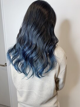 ナンバー(number+) 20代30代大人可愛いダブルカラーインディゴブルー