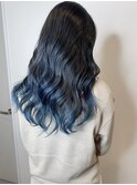 20代30代大人可愛いダブルカラーインディゴブルー