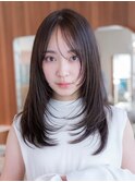 20代30代大人かわいい小顔くびれレイヤーカット黒髪前髪韓国風
