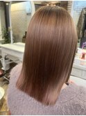 ピンクブラウン/ピンクベージュ/髪質改善/縮毛矯正/透明感カラー