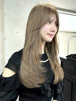 ハロ(Halo) レイヤーカット/2way前髪/シースルー/顔周り/ベージュ/韓国/2