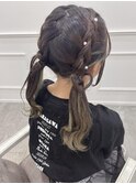 ハートでワンポイント可愛い＊編み込みツインテール＊新井