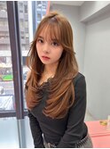 ハッシュカット/韓国レイヤー/顔まわり/ブラウン/ベージュ/前髪