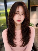 シオン(shion)&nbsp;顔周りレイヤーロングイメチェン韓国ヘア_F31688