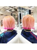 裾ラインカラーのハイトーン切っぱなしボブ！＜本橋寛道＞