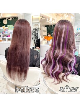 ヴォーグ(VOGUE) シールエクステでカラーハイライトロング☆